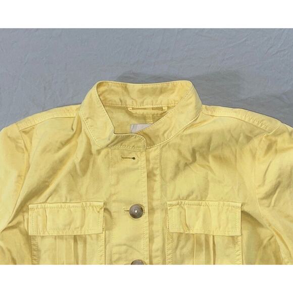 Ann Taylor Loft Lightweight Button Up Belted Jacket. Yellow, Women's MP NWT $110 - Picture 2 of 7